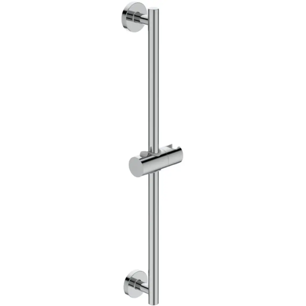Schwenkbarer Druckknopf-Schieber aus Chrom von Ideal Standard, montiert an einer Wand, zur Verwendung in Duschbereichen.